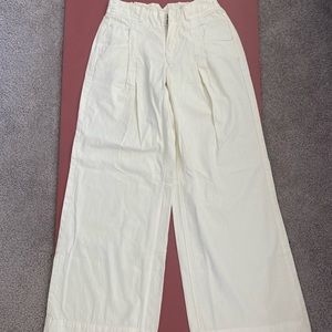 Free people white denim wide leg pants